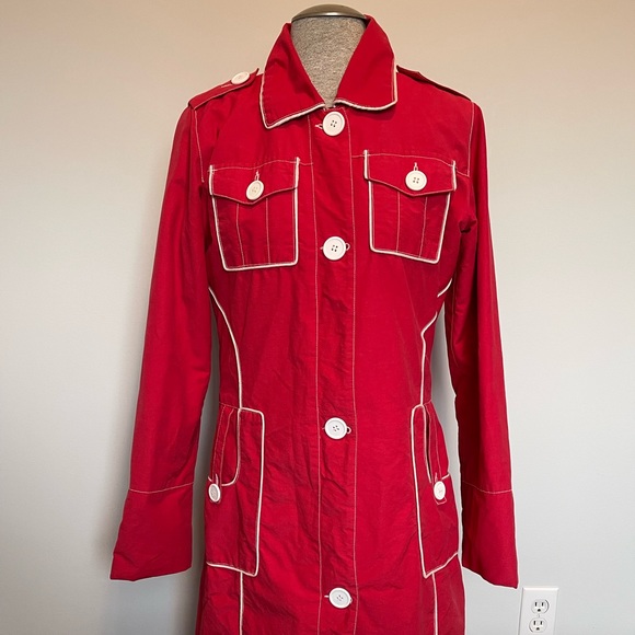 ONLY Brand Stylish Red Trench Coat - Picture 12 of 15